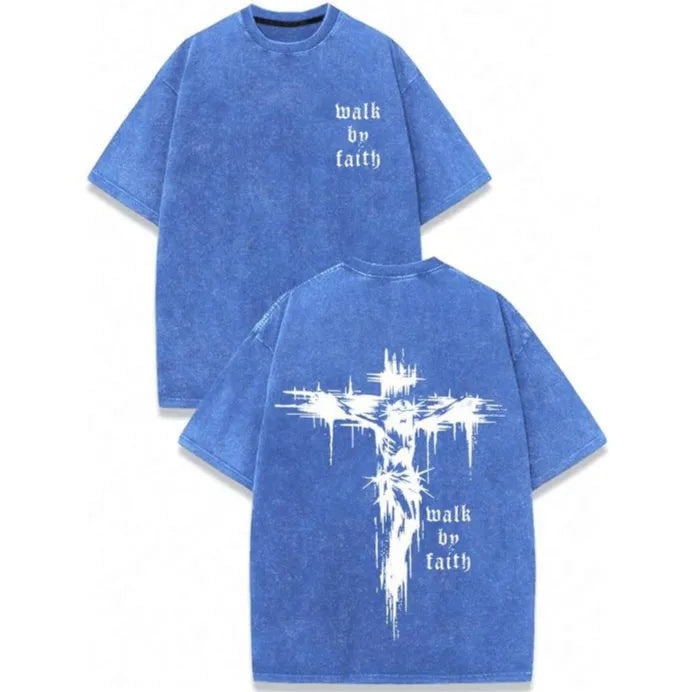 Cross Graphic Faith Over Fear Message Christian Grunge Style T-Shirt/Sweatshirt/Hoodie