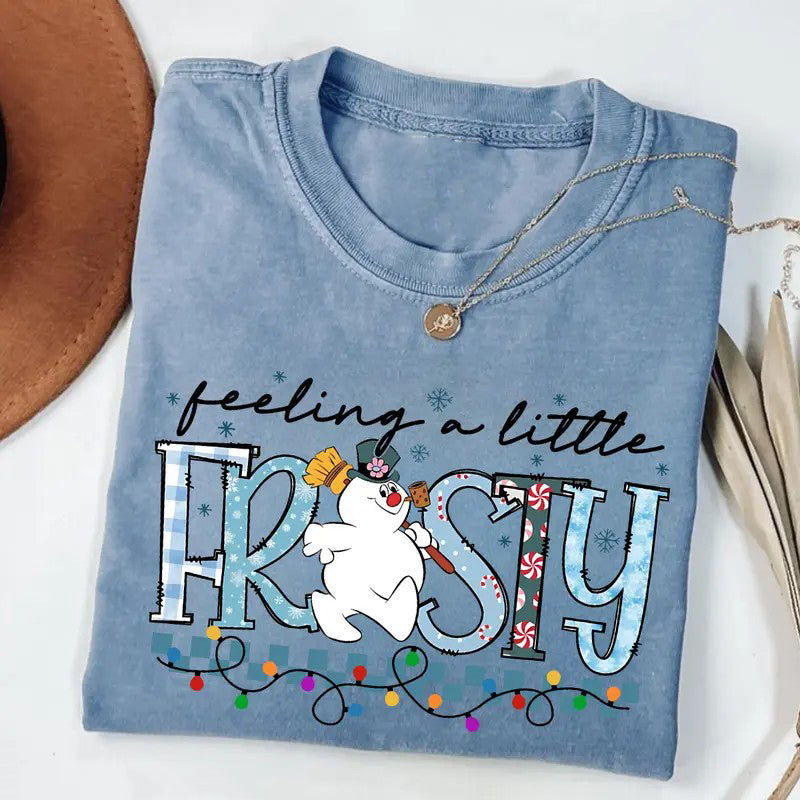 Retro Feeling a Little Frosty Funny Christmas Snowman T-Shirt / Sweatshirt / Hoodie