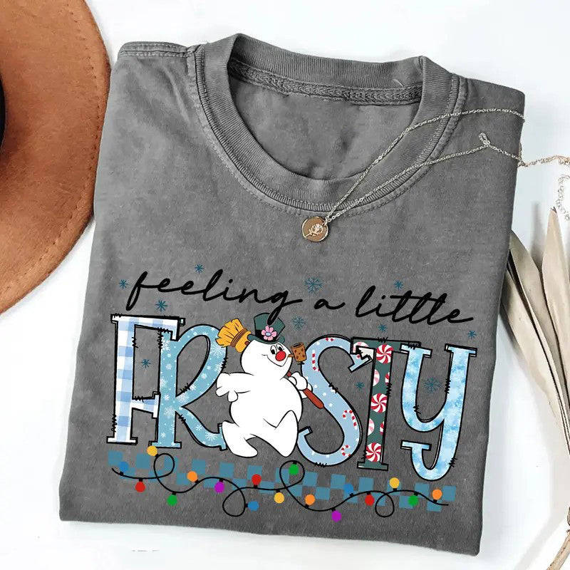 Retro Feeling a Little Frosty Funny Christmas Snowman T-Shirt / Sweatshirt / Hoodie