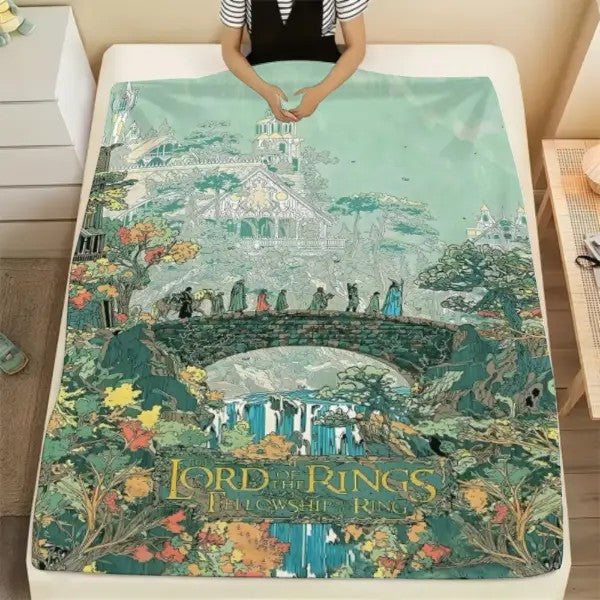 Lord Of The Rings Flannel Throw Middle Earth Landscape Blanket