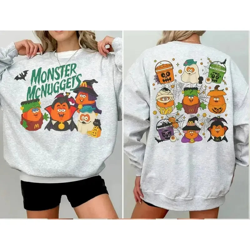 Funny Halloween Monster Nuggets Cartoon Vampire Ghost Pumpkin Witch Graphic T-Shirt / Sweatshirt / Hoodie